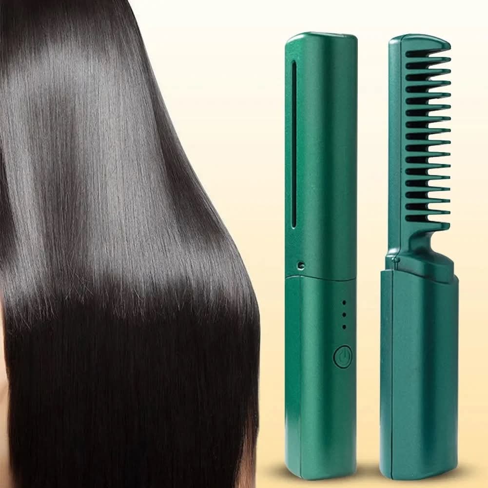 2 In 1 Wireless Hair Hot Comb Portable Mini USB Rechargeable Hair Straightener Fast Heating Hair Straightening Tool