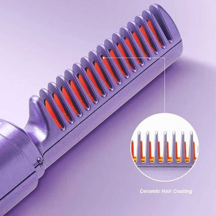 2 In 1 Wireless Hair Hot Comb Portable Mini USB Rechargeable Hair Straightener Fast Heating Hair Straightening Tool