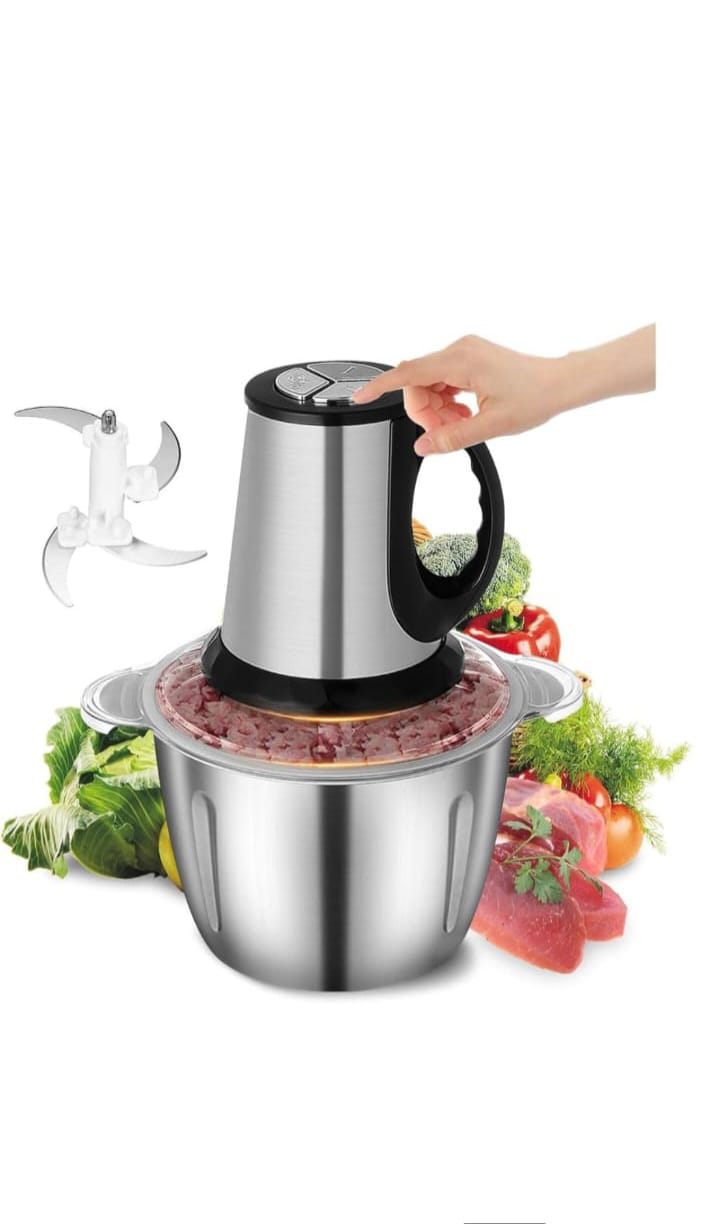 Electric Meat Grinder, Food Processor 2L 3L , Stainless Steel Meat Mixer Food Chopper for Meat, Vegetables, Fruits and Nuts with 4 Sharp Blades,Stainless Steel Food Grinder for Meat